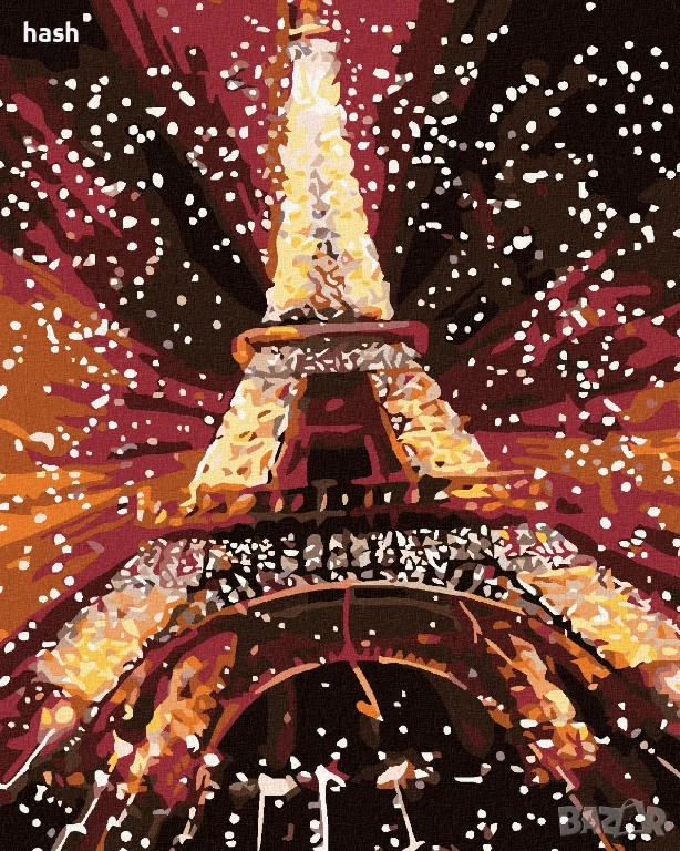 Zuty 9749220 Картина/Рисуване по номера Айфелова кула с осветление 40 x 50 см без рамка за носене, снимка 1