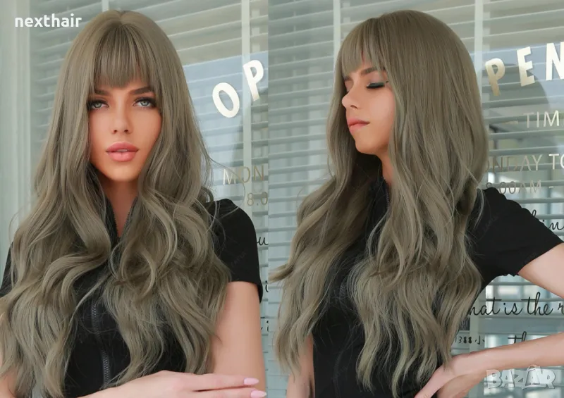 Сива микс перука с бретон, снимка 1