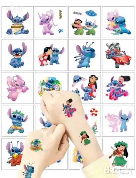 20 бр Стич Лило Stitch Tattoo татос татоси татуировка временна детска татуси, снимка 1