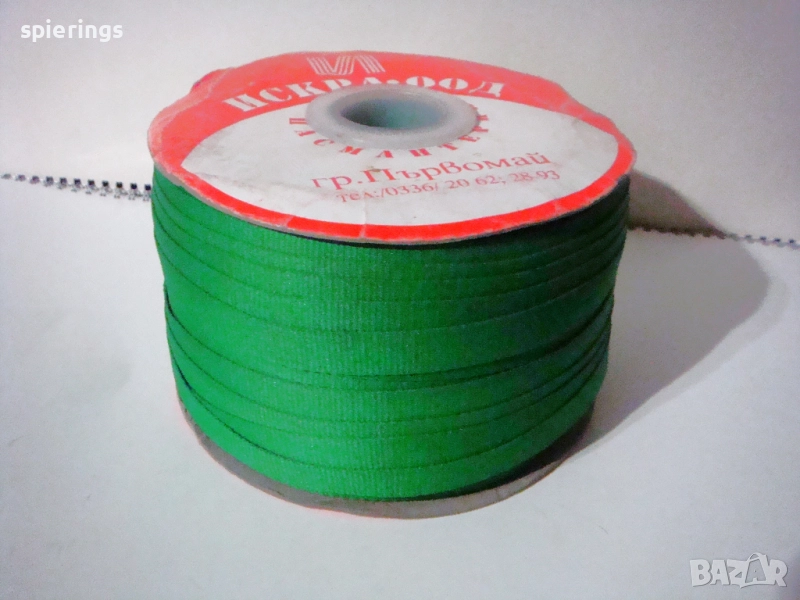 Зелена жакардова лента 15 мм.- 150 м., снимка 1