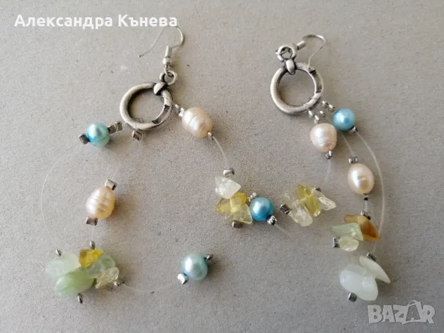 Бутиков комплект колие, гривна и обеци от полускъпоценни камъни , снимка 4 - Гривни - 50299486