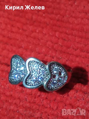 СКЪПОЦЕННА СТАРА СРЕБЪРНА СЪРЦЕВИДНА ОБЕЦА РОДИРАНО СРЕБРО 925 с МИНИАТЮРНИ ИСКРЯЩИ ЦИРКОНИ 25822, снимка 11 - Обеци - 35759991