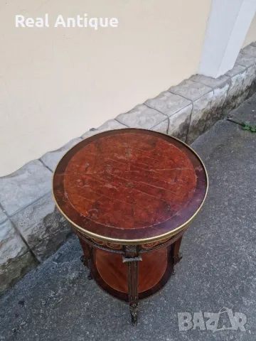 Страхотна антикварна холандска масичка интарзия и бронзови елементи , снимка 8 - Антикварни и старинни предмети - 49131662