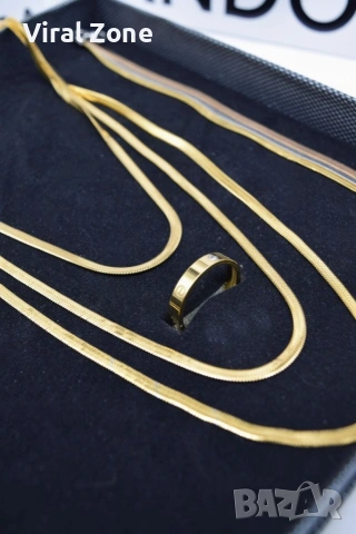 Комплект бижута от 3 части: колие, гривна и пръстен , снимка 4 - Бижутерийни комплекти - 53480150