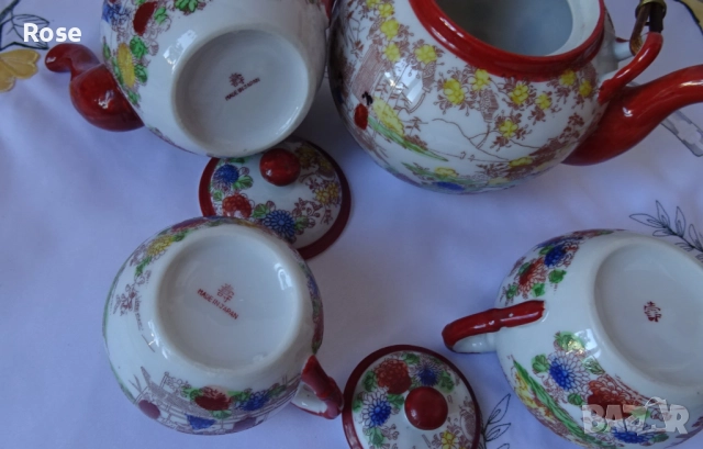 Стар японски костен порцелан тип "яйчена черупка". , снимка 5 - Сервизи - 52448477