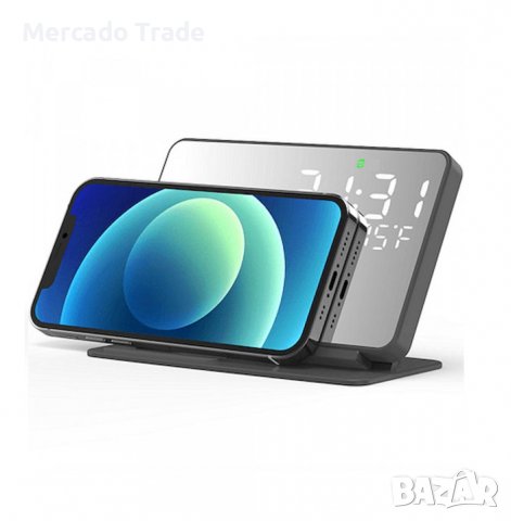 4 в 1 Зарядно Mercado Trade, Станция за зареждане, Часовник и температура, USB, Черен, снимка 4 - Безжични зарядни - 39503822