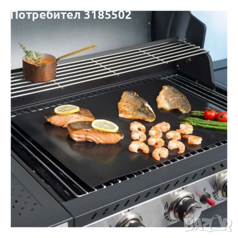 Протектор за барбекю BBQ NoStik, 40x50см., до 260°,  черен, в кутия, снимка 6 - Скари - 51500271