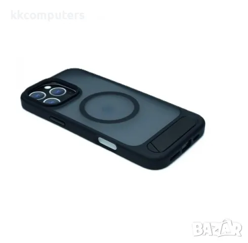 Калъф силикон Dfans Мат MagSafe със стойка /Черна рамка/ за iPhone 16 Pro 6.3 Баркод : 3130845