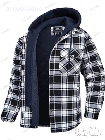 Ежедневно мъжко яке с дълъг ръкав и удебелена подплата с качулка, 4цвята, снимка 5 - Якета - 38974415