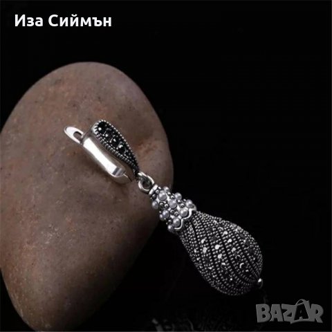 Винтидж комплект обици и колие с перли и кристали медицинска стомана 316L, снимка 3 - Обеци - 34818941