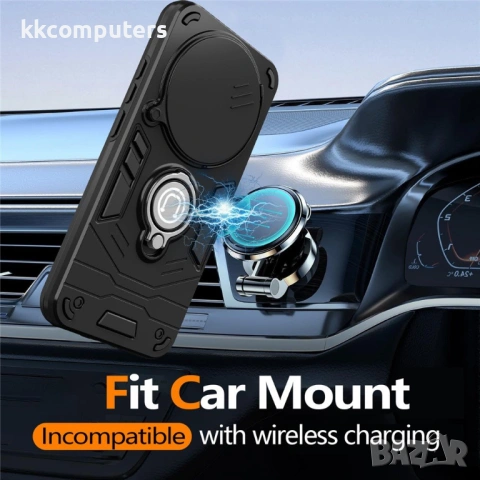 Калъф за Honor Magic8 Lite 5G, PC+TPU, с Плъзгащ Капак за Камера (CamShield), Пръстен и Стенд, Магни, снимка 5 - Калъфи, кейсове - 53175456