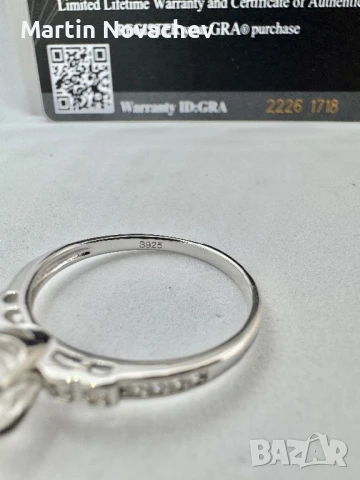 Сребърен пръстен с мойсанит (Диамант) 1 карат, снимка 6 - Пръстени - 50798776