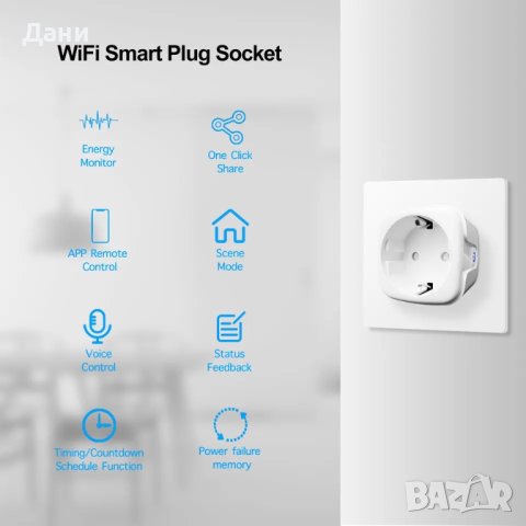 Smart контакт 16а – WiFi Smart Plug, снимка 5 - Друга електроника - 43741461