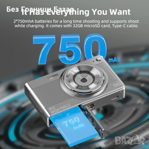 Нова Компактна 56MP камера за снимки видео 1080P 32GB карта и батерии, снимка 8 - Камери - 52155788