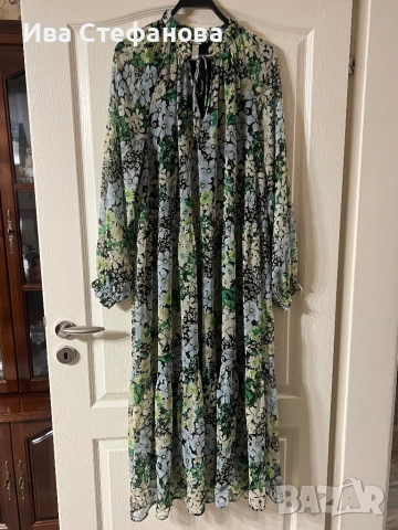 Нова разкошна дълга елегантна феерична рокля цветя нежен флорален десен