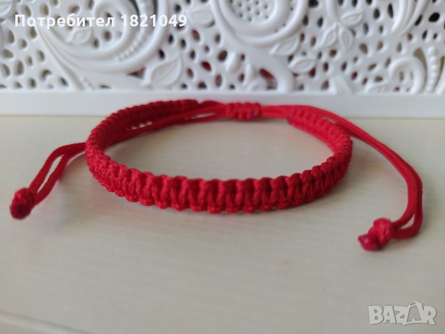 Червена гривна за късмет с елементи от стомана, снимка 9 - Гривни - 33082307