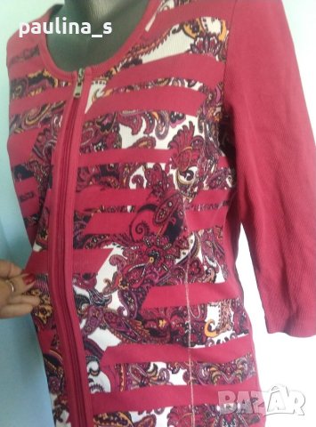 Малинен втален суичър с цип "Bonita" / голям размер , снимка 3 - Суичъри - 40355655