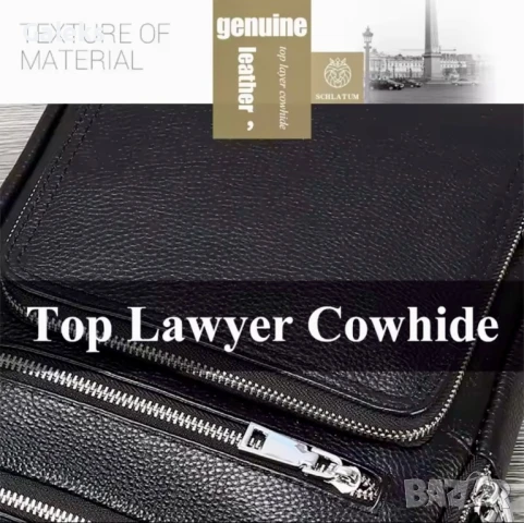 Премиум/Луксозна мъжка професионална чанта с голям обем /Черна естест. кожа!, снимка 3 - Чанти - 51291129