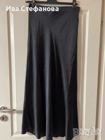 Дълга нова  елегантна класическа права пола ти  трапец русалка черна сатен сатенена , снимка 4 - Поли - 45529823