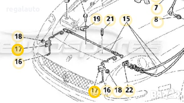 82475483,планка държач лостове преден капак MASERATI 3200,4200,FIAT GROUP, снимка 2 - Части - 43789070