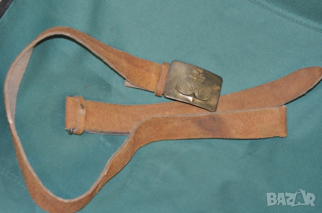 Военноморски кожен колан с тока, снимка 3 - Антикварни и старинни предмети - 52382122