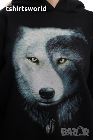 Нов дамски суичър с дигитален печат Вълк ИН и ЯН, Серия вълци, снимка 2 - Суичъри - 37007088