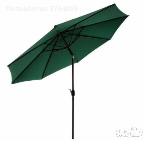 Градински чадър 300x260 см – Зелен плат с черна основа