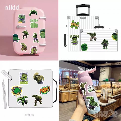 50 бр Хълк Hulk самозалепващи лепенки стикери за украса декор картонена торта и др, снимка 3 - Други - 38094240