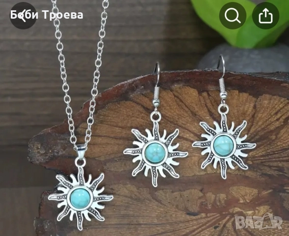 Комплект от три дамски бижута в ретро стил, включващ сребристи геометрични елементи от цинкова сплав, снимка 2 - Бижутерийни комплекти - 52868875