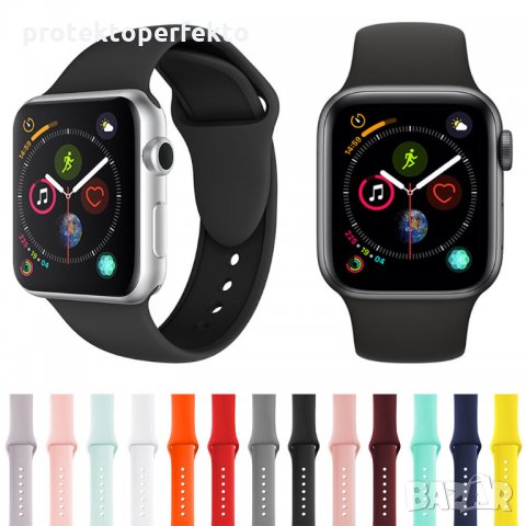 Силиконова каишка за Apple Watch - 38, 40, 42, 44, 41, 45 - розов цвят, снимка 4 - Смарт часовници - 32322359