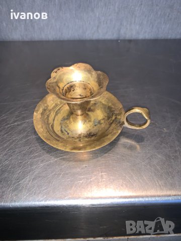 бронзов свещник с дръжка, снимка 3 - Антикварни и старинни предмети - 43414202