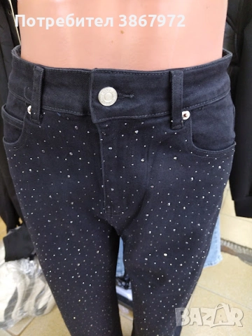 Черни дамски дънки декорирани с камъни DENIM BARREL LEG , снимка 6 - Дънки - 51816529
