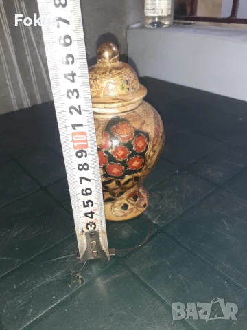 Красива стара ваза буркан с капак порцелан Сатцума Satsuma, снимка 7 - Антикварни и старинни предмети - 50941817