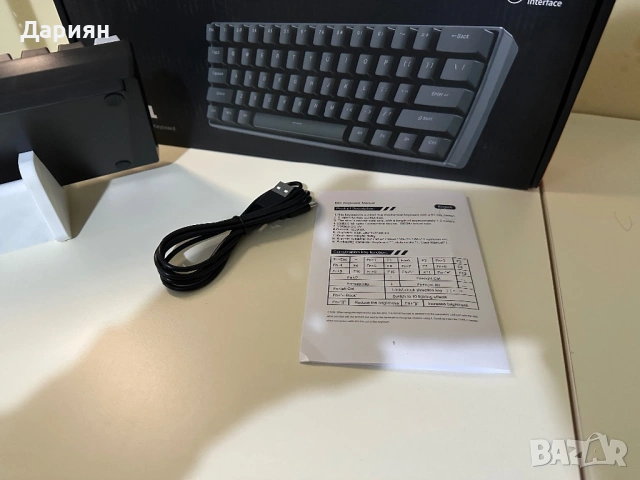 Механична клавиатура APAYADO K61 / 60% / Cherry MX Blue Switch-ове / RGB / Type-C USB, снимка 4 - Клавиатури и мишки - 53353382