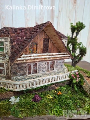 Къща в алпийски стил-ръчно изработен макет ., снимка 2 - Декорация за дома - 53222602