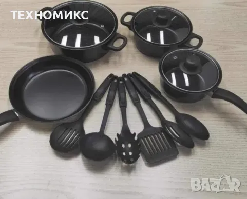 Комплект съдове за готвене ,незалепващо покритие, снимка 4 - Съдове за готвене - 48165037
