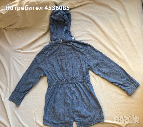 H&M-Детско тънко пролетно/есенно дънково яке с качулка и вътрешен принт на цветя, снимка 2 - Детски якета и елеци - 51172535