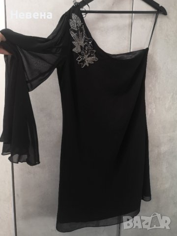 Черна Рокля официална с един ръкав, L, снимка 2 - Рокли - 43088472