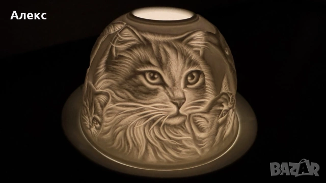 Разкошен чаен свещник, котенца–Фин порцелан!, снимка 2 - Сервизи - 53057546