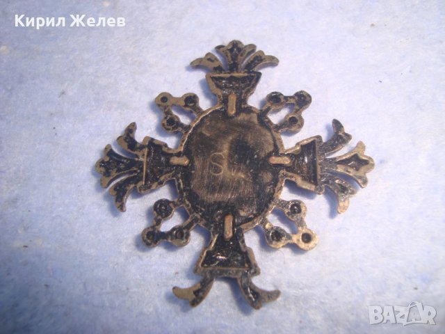 СТАР БАРОКОВ КРЪСТОВИДЕН ВИНТИДЖ ЗНАК АПЛИКАЦИЯ ЛАКИРАН МЕСИНГ 27834, снимка 7 - Други - 36902891