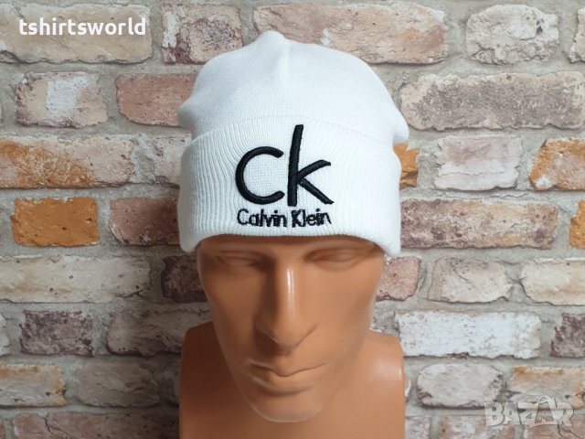 Нова зимна шапка в бял цвят на марката CK, Calvin Klein, снимка 7 - Шапки - 43280762