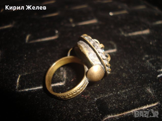 19 ВЕК ВЪЗРОЖДЕНСКИ ТРАДИЦИОНЕН ТЮРКОАЗЕН ПРЪСТЕН БРОНЗ САЧАН МАЙСТОРСКА СТАРА ИЗРАБОТКА 22208, снимка 3 - Антикварни и старинни предмети - 33051710