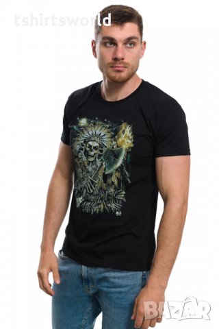 Нова мъжка тениска с дигитален печат, Викинг серия, Скелет с брадва, снимка 6 - Тениски - 29050833