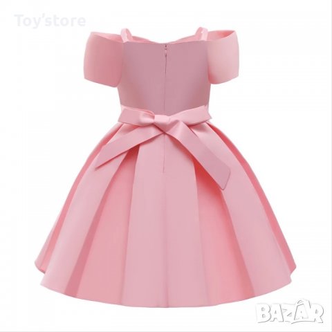 Детска розова официална рокля плътен сатен размер 6-7 г, снимка 2 - Детски рокли и поли - 38468462