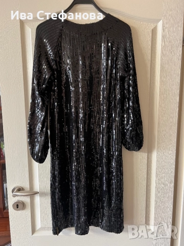 Нова черна парти официална коктейлна рокля пайети с коприна подплата Stella nova Копенхаген , снимка 4 - Рокли - 47567569