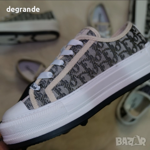 Дамски маратонки Dior Oblique Бежаво с Тъмно Зелено, снимка 3 - Маратонки - 51660910