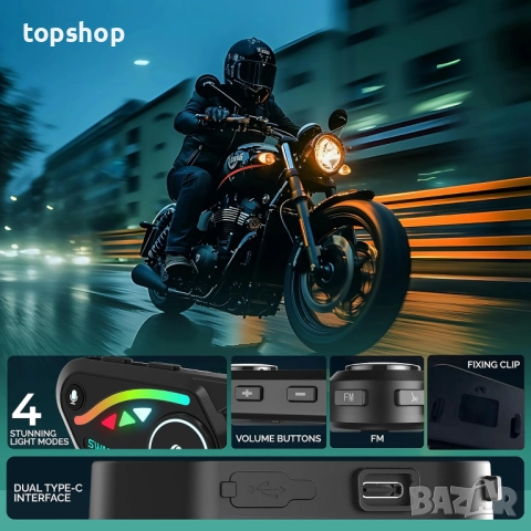Нови 2 бройки интеркоми SWAREY V8 Мотоциклетни Bluetooth слушалки, интерком за каска с FM ..., снимка 5 - Аксесоари и консумативи - 52339648