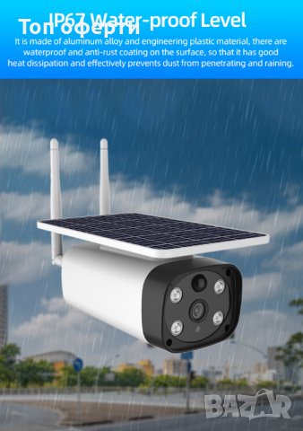 Full HD 2MP 1080p Водоустойчива камера Wifi соларна безкабелна, снимка 2 - HD камери - 37589324