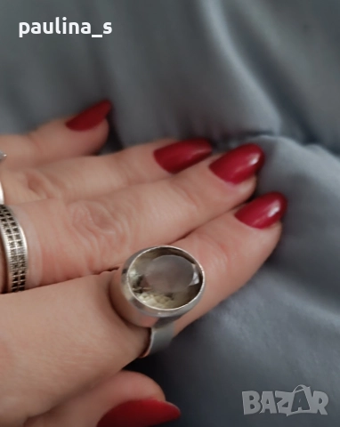 Два броя / Винтидж / Сребърен пръстен проба 925 с гравиран Лабрадорит и Празеолит , снимка 12 - Пръстени - 51996675