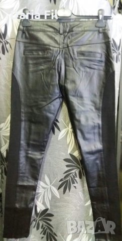 Клин-панталон черен - съчетание кожа и плътно трико - с декоративни ципове, снимка 3 - Клинове - 35460261